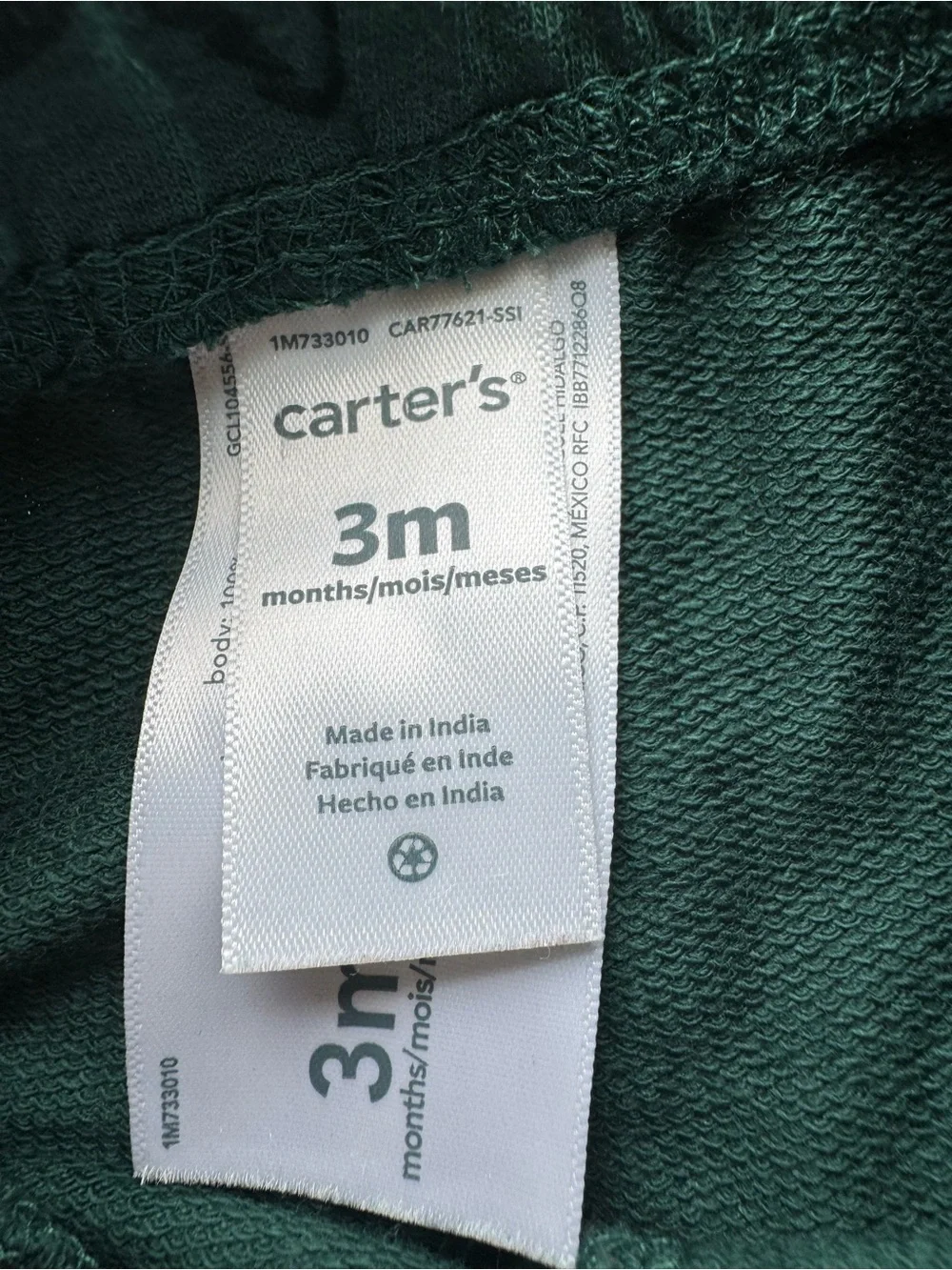 Carter’s Baby Jogger Sweatpants Green Woodland Tree Print Pull-On Pants 3M